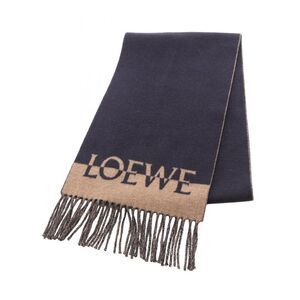 Loewe Logo Scarf Wool And Cashmere For Men Women Navy .